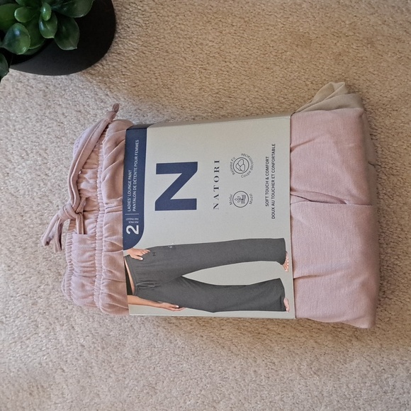 New! Natori Lounge Pants Size Small Pink Beige PJ Pants Casual Neutral Relaxed - Picture 1 of 13